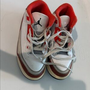 Jordan Kids White, Red and Gray High-Top Sneakers